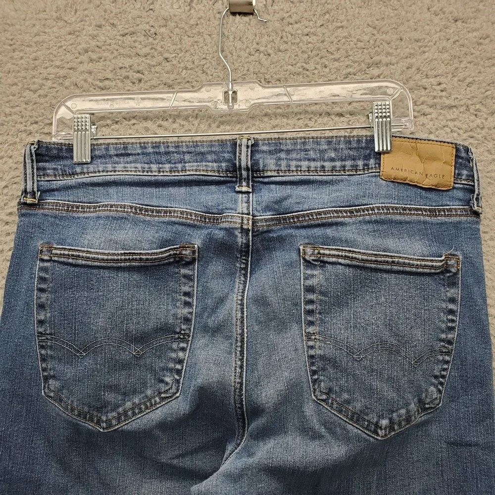 American Eagle Jeans Mens 33X34 Blue Denim Stretch Airflex Athletic Straight Leg